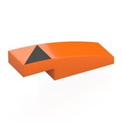 LEGO part 7302pr0007 Slope Curved 3 x 1 x 2/3 with print in Bright Orange/ Orange