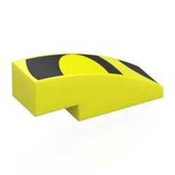 LEGO part 50950pr0011 Slope Curved 3 x 1 No Studs with print in Vibrant Yellow