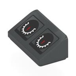 LEGO part 85984pr0025 Slope 30° 1 x 2 x 2/3 with print in Dark Stone Grey / Dark Bluish Gray