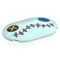 Brick Round, Curved 4 x 6 x 2/3 with Doll Face, Black and Blue Buttons for Eyes, Coral Stitches for Mouth print