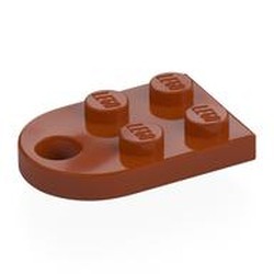 LEGO part 3176 Plate Special 3 x 2 with Rounded End, Hole in Dark Orange
