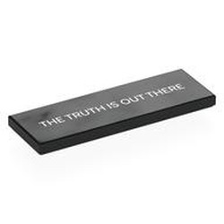 LEGO part 69729pr0095 Tile 2 x 6 with 'THE TRUTH IS OUT THERE' Print in Black