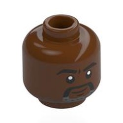 LEGO part 28621pr0156 Minifig Head with print in Reddish Brown