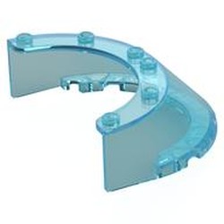 LEGO part 7664 Windscreen Round, Sloped 6 x 8 x 2 in Transparent Light Blue/ Trans-Light Blue