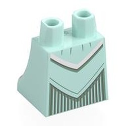LEGO part 36036pr0051 Hips and Legs Under Dress/Robe with Sand Green/White Trim, Striped Underdress print in Aqua/ Light Aqua