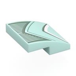 LEGO part 15068pr0121 Brick Curved 2 x 2 x 2/3 with Robe with Sand Green/White Trim, Striped Underdress print in Aqua/ Light Aqua