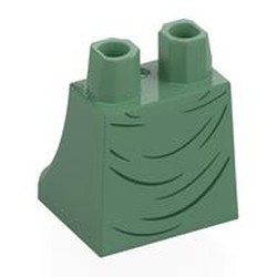 LEGO part 36036pr0061 Hips and Legs Under Dress/Robe with Dark Green Creases print in Sand Green