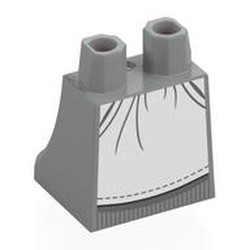 LEGO part 36036pr0077 Hips and Legs Under Dress/Robe with White Apron print in Medium Stone Grey/ Light Bluish Gray