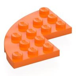 LEGO part 8008 Plate Round Corner 5 x 5 with 2 x 2 Cutout in Bright Orange/ Orange