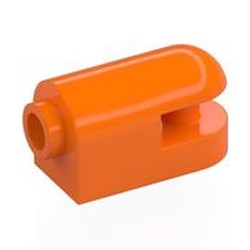 LEGO part 7534 Brick Round, Curved 1 x 2 with Side Stud, Bar in Bright Orange/ Orange