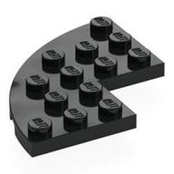 LEGO part 8008 Plate Round Corner 5 x 5 with 2 x 2 Cutout in Black