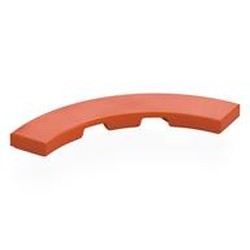 LEGO part 27507 Tile 4 x 4 Curved, Macaroni in Reddish Orange