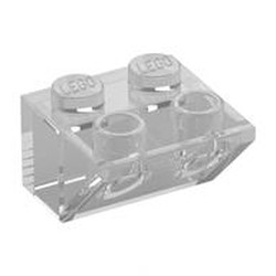 LEGO part 7261 Brick Sloped Inverted 45° 2 x 2 [No Bottom Pin, Bar-sized Stud Holes] in Transparent/ Trans-Clear
