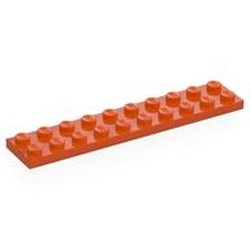 LEGO part 3832 Plate 2 x 10 in Reddish Orange