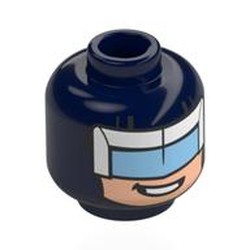 LEGO part 28621pr0104 Minifig Head with print in Earth Blue/ Dark Blue