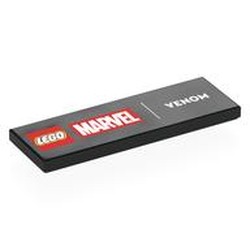 LEGO part 69729pr0091 Tile 2 x 6 with 'LEGO MARVEL VENOM' print in Black