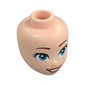 Minidoll Head, Dark Brown Eyebrows, Azure Eyes, Peach Lips, Open Mouth Smile