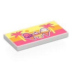 LEGO part 87079pr0165 Tile 2 x 4 with print in White