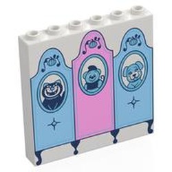 LEGO part 59349pr0040 Panel 1 x 6 x 5 with print in White