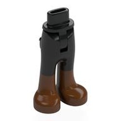 LEGO part 2277c01pr0005 Minidoll Hips and Trousers with Back Pockets and Reddish Brown Boots Print [Thin Hinge] in Black