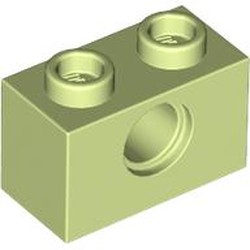 LEGO part 3700 Technic Brick 1 x 2 [1 Pin Hole] in Spring Yellowish Green/ Yellowish Green