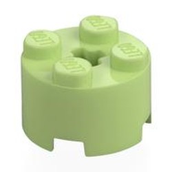LEGO part 3941 Brick Round 2 x 2 with Axle Hole in Spring Yellowish Green/ Yellowish Green
