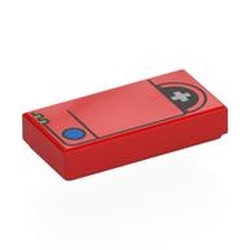 LEGO part 3069bpr0318 Tile 1 x 2 with Print in Bright Red/ Red