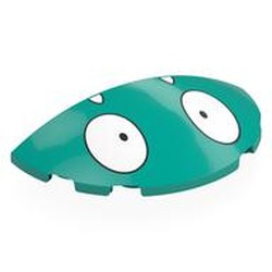 LEGO part 6957pr0008 Brick Round 3 x 6 Half Circle with Eyes and Teeth (Munchlax Face) Print in Bright Bluish Green/ Dark Turquoise