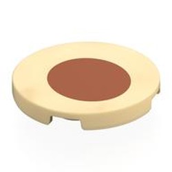 LEGO part 67095pr0051 Tile Round 3 x 3 with Reddish Brown Dot Print in Brick Yellow/ Tan