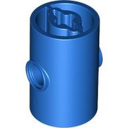 LEGO part 7654 Brick Round 2 x 2 x 3 D. Tube with Axle Holes (Crossholes) at Each End, Pin Holes In Sides in Bright Blue/ Blue