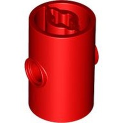 LEGO part 7654 Brick Round 2 x 2 x 3 D. Tube with Axle Holes (Crossholes) at Each End, Pin Holes In Sides in Bright Red/ Red