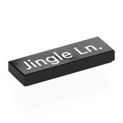 LEGO part 63864pr0052 Tile 1 x 3 with White 'Jingle Ln.' Print in Black