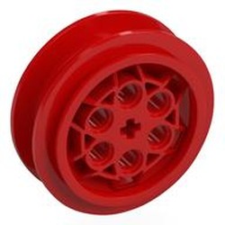 LEGO part 86652 Wheel 43.2 x 18 with Flush Axle Stem in Bright Red/ Red