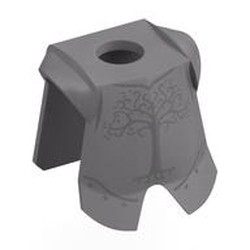 LEGO part 2587pr0037 Minifig Neckwear Armor Breastplate with Leg Protection with Dark Silver Tree print in Silver Metallic/ Flat Silver