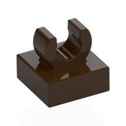 LEGO part 15712 Tile Special 1 x 1 with Clip with Rounded Edges in Dark Brown