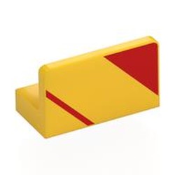 LEGO part 4865bpr0006 Panel 1 x 2 x 1 with Red Triangle, Stripe print in Bright Yellow/ Yellow