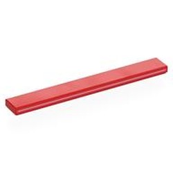 LEGO part 4162pr0065 Tile 1 x 8 with Silver Stripe On Side print in Bright Red/ Red
