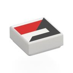 LEGO part 3070bpr0056 Tile 1 x 1 with Red/Black Shapes print in White