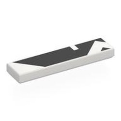 LEGO part 2431pr0074 Tile 1 x 4 with Black Shapes print in White