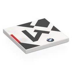 LEGO part 1751pr0030 Tile 4 x 4 with Black '4', Shapes, BMW Logo print in White
