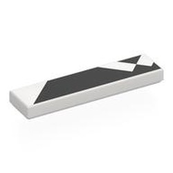 LEGO part 2431pr0082 Tile 1 x 4 with Black Shapes print in White