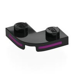 LEGO part 79491pr0001 Plate Round Corner 2 x 2 with 1 x 1 Cutout with Magenta Stripes print in Black