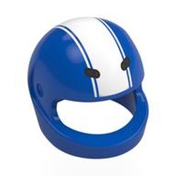 LEGO part 2446pr0072 Helmet, Standard with White Stripes, Black Spots print in Bright Blue/ Blue