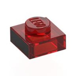 LEGO part 3024pr0028 Plate 1 x 1 with Black Side print in Transparent Red/ Trans-Red