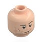 Minifig Head Brian O'Conner, Dark Tan Eyebrows, Stubbled Beard, Crooked Smile/Gold Sunglasses