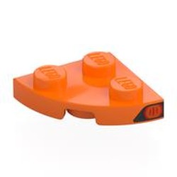 LEGO part 7904pr0001 Plate Round Corner 2 x 2 with Red Tail Light print in Bright Orange/ Orange