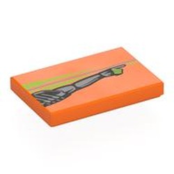 LEGO part 26603pr0056 Tile 2 x 3 with print in Bright Orange/ Orange