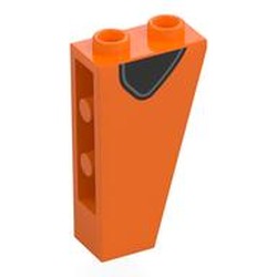 LEGO part 2449pr0002 Slope Inverted 75° 2 x 1 x 3 with Black Shape, Dark Bluish Grey Shape print in Bright Orange/ Orange