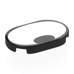 LEGO part 7853pr0002 Tile Round 2 x 3 with White Surface, Black Oval in Edge (Eye) print in Black