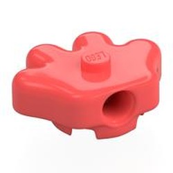 LEGO part 7870 Brick Special, Hand 3 x 3 with Center Stud, 2 x 2 Anti-Studs in Vibrant Coral/ Coral
